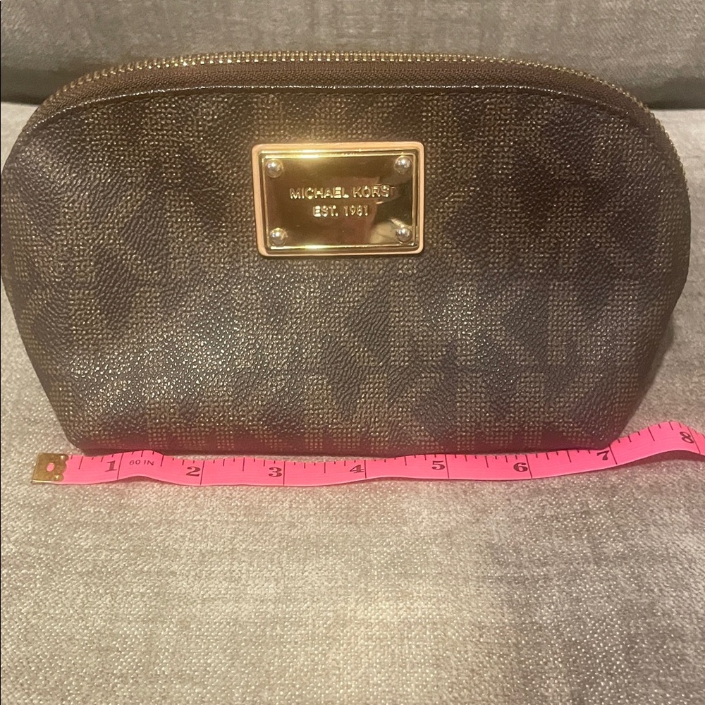 Michael Kors Dark Brown Pouch with Gold Logo